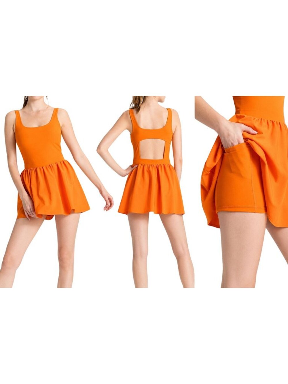 JoyLab Orange Athletic Dress With Built-In Shorts & Pockets Size XL New With Tag